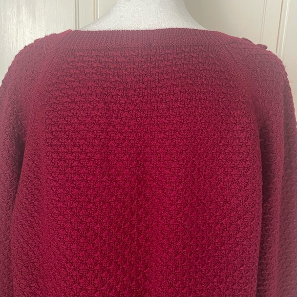 Talbots 100% Merino Wool Holiday Christmas Sweater Embroidered Burgundy Knit - Picture 8 of 9